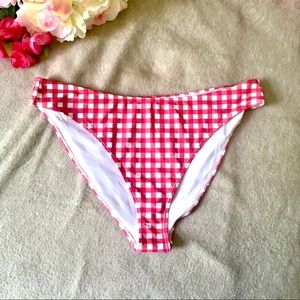 Midrise Gingham Bikini Swim Bottoms